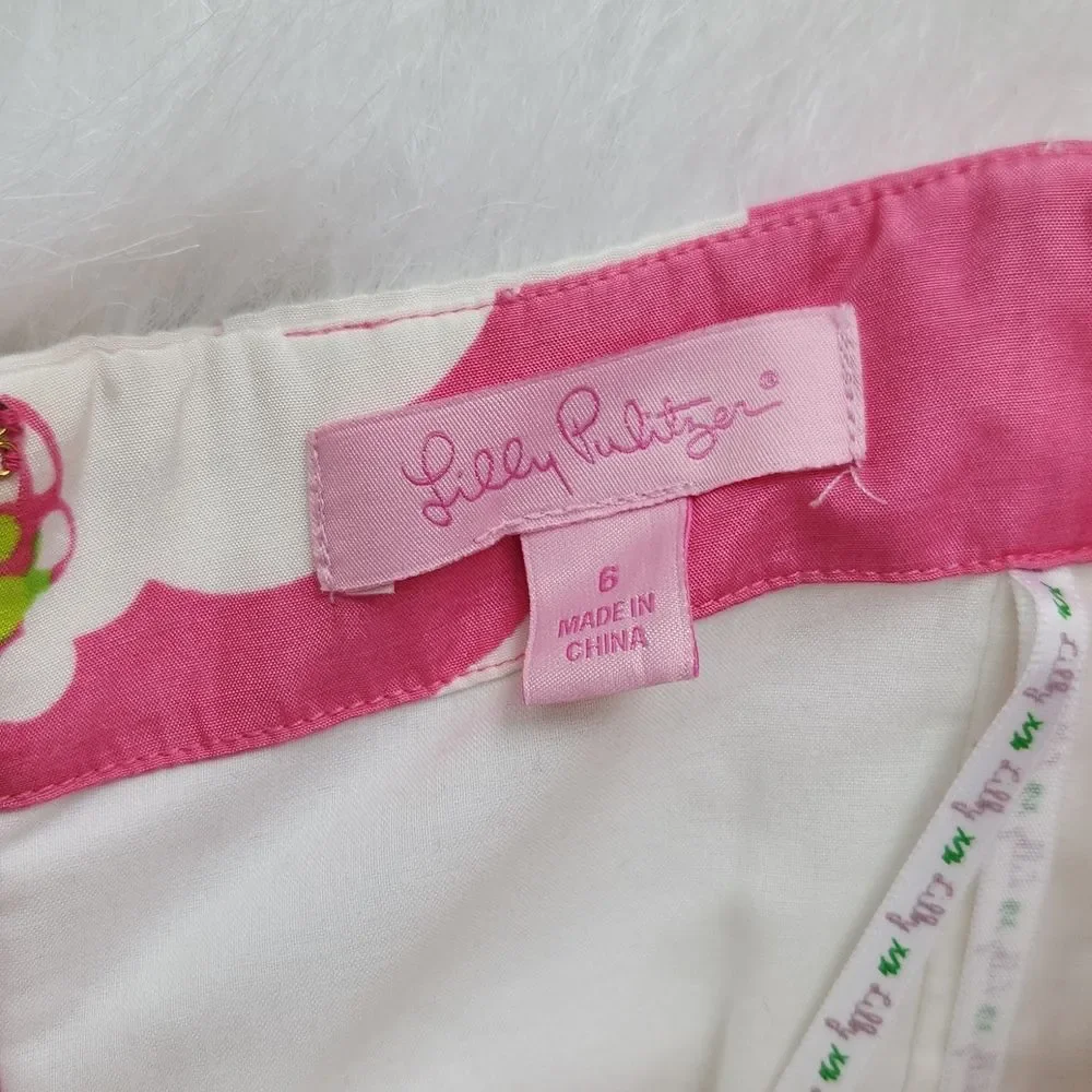 Lilly Pulitzer Blair Silk Dress strapless Ruffle hem‎ in Hot Pink size 6 Small - Picture 3 of 12
